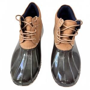 Tommy Hilfiger Duck Boots Women's Size 9 Low Cut Brown Leather Uppers Waterproof